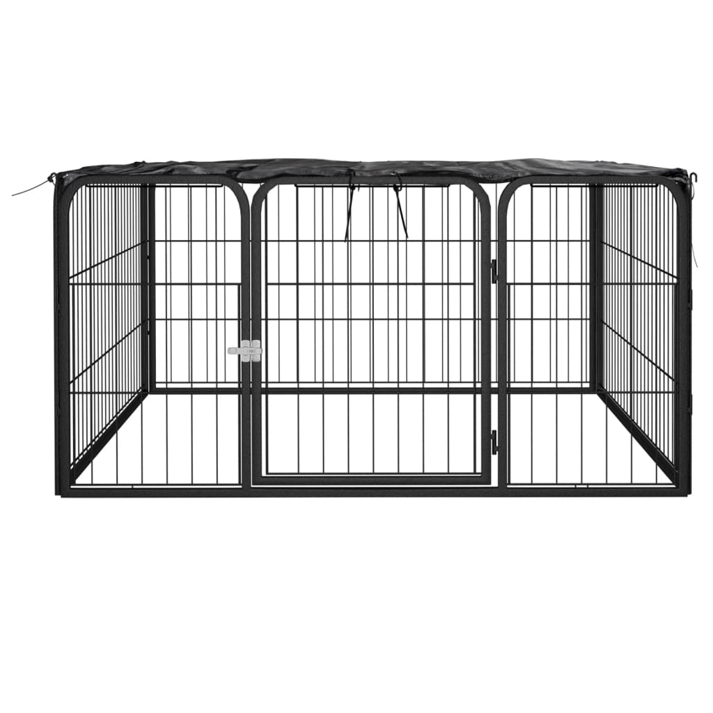 vidaXL Kojec dla psa, 4 panele, czarny, 100x50 cm, stalowy