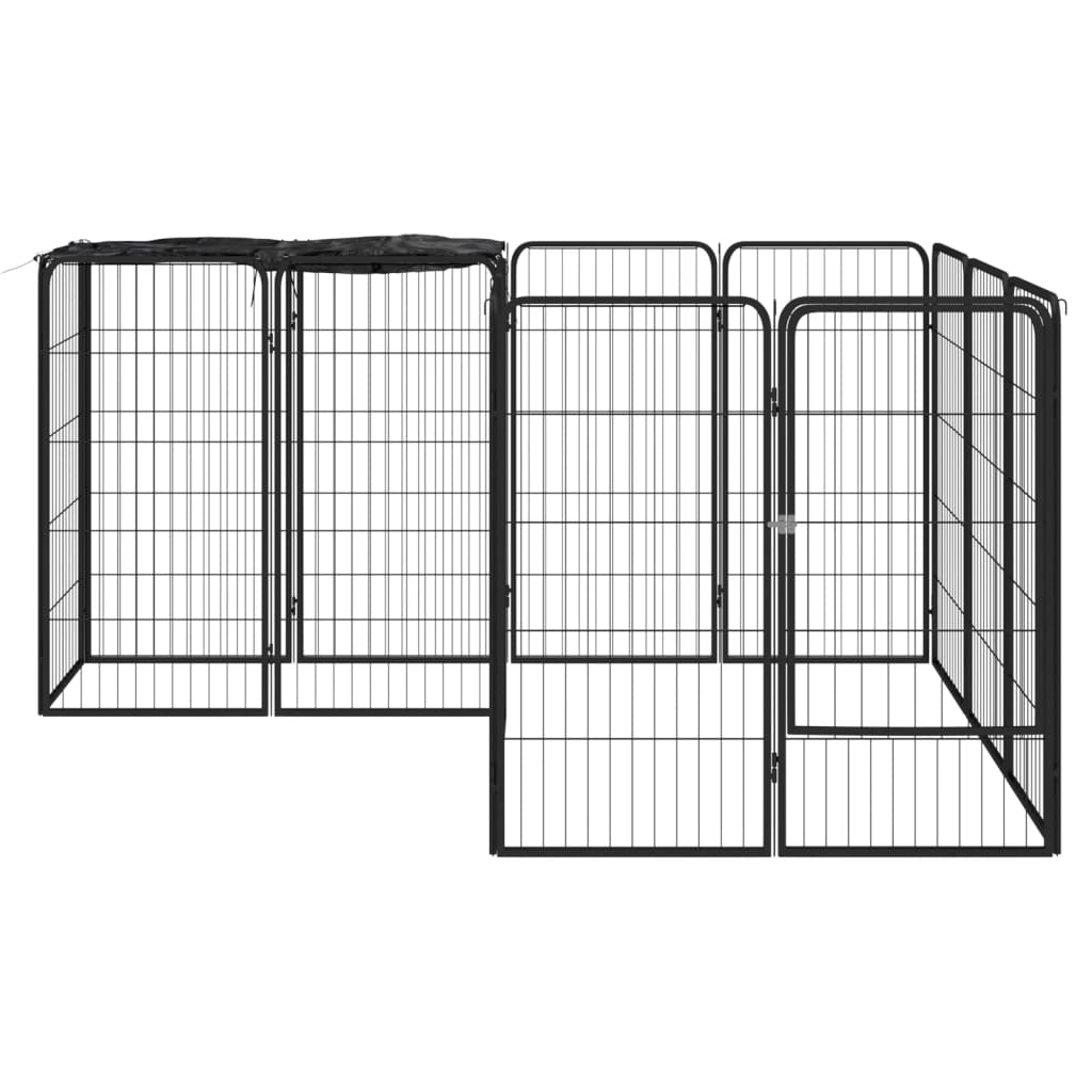 vidaXL Kojec dla psa, 14 paneli, czarny, 50x100 cm, stal