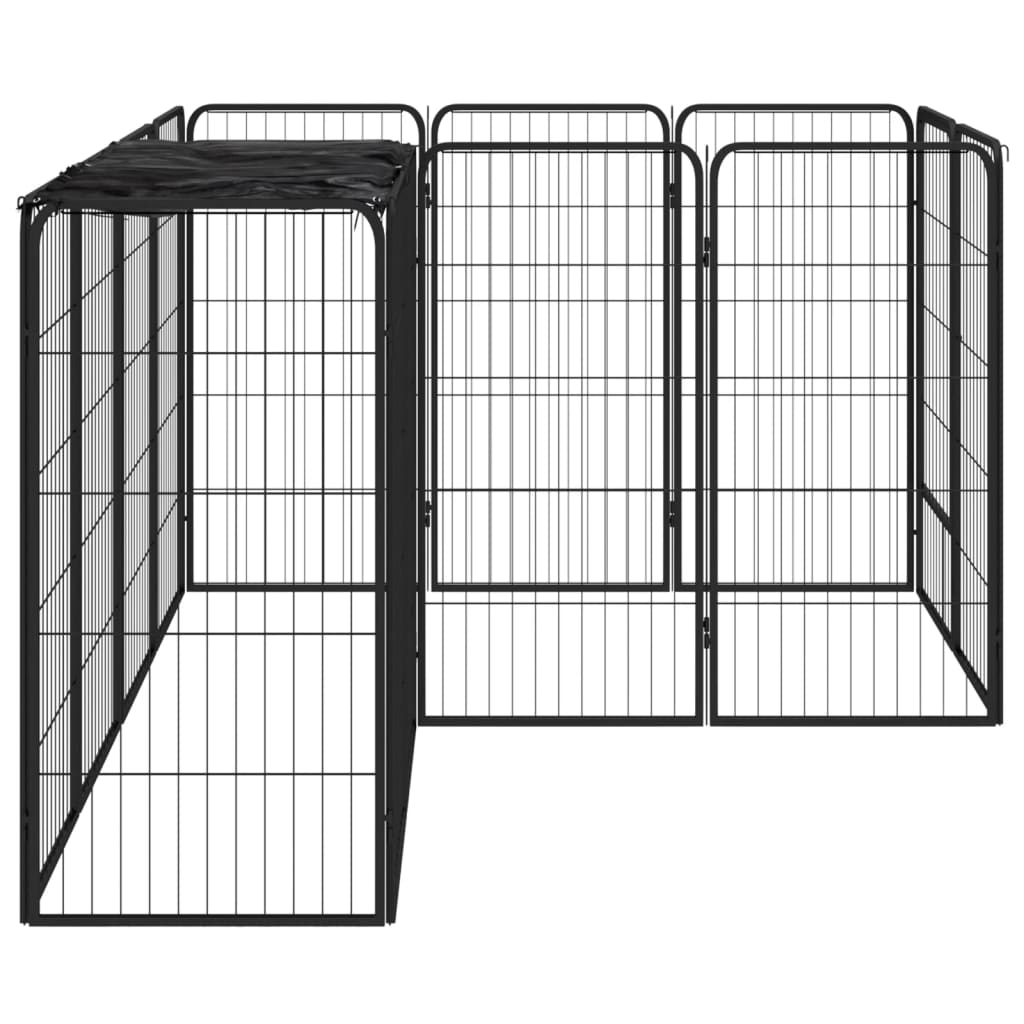 vidaXL Kojec dla psa, 14 paneli, czarny, 50x100 cm, stal
