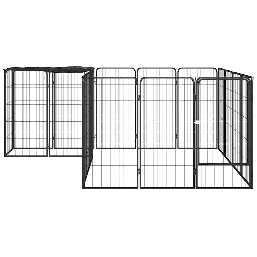 vidaXL Kojec dla psa, 18 paneli, czarny, 50x100 cm, stal
