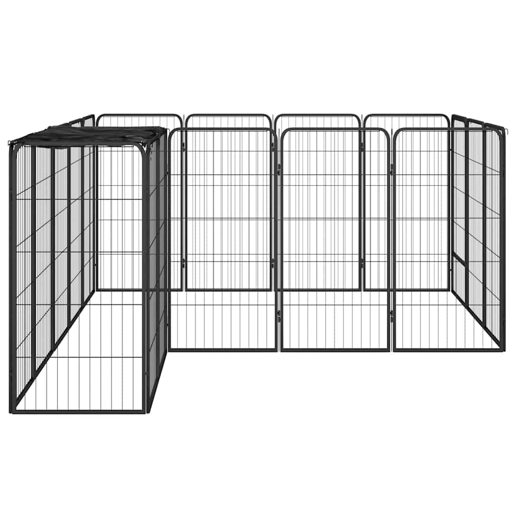vidaXL Kojec dla psa, 18 paneli, czarny, 50x100 cm, stal