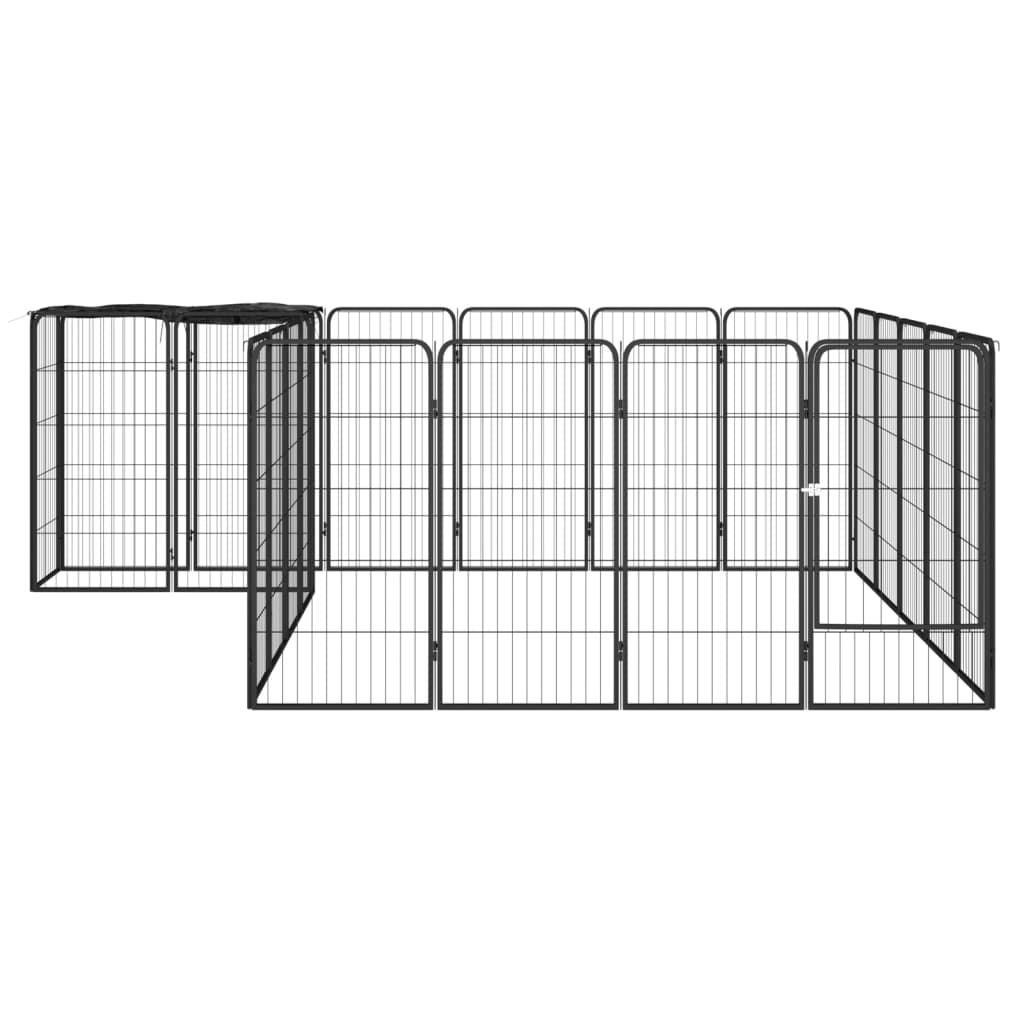 vidaXL Kojec dla psa, 22 paneli, czarny, 50x100 cm, stal