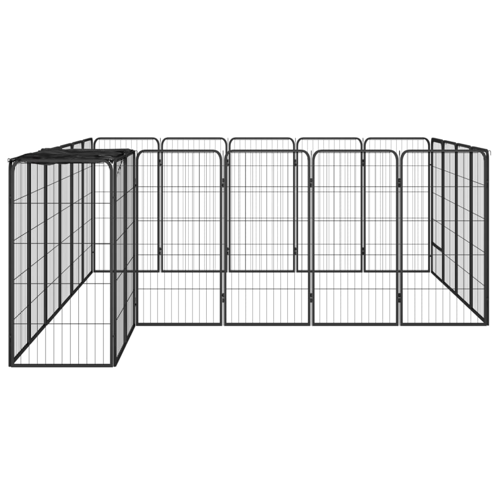 vidaXL Kojec dla psa, 22 paneli, czarny, 50x100 cm, stal