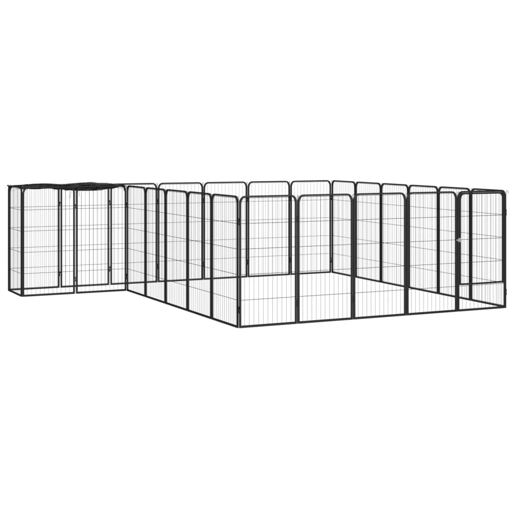 vidaXL Kojec dla psa, 26 paneli, czarny, 50x100 cm, stal