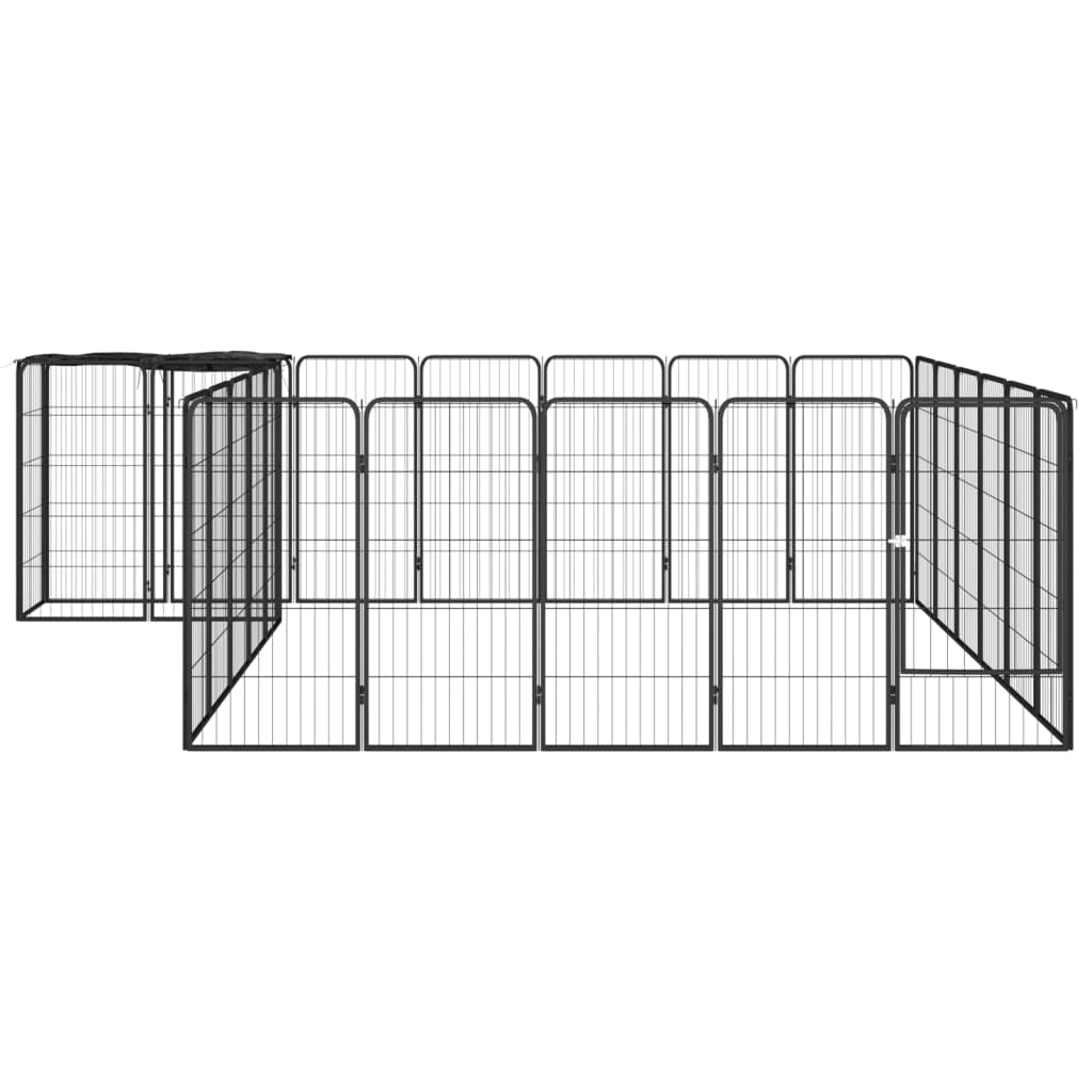 vidaXL Kojec dla psa, 26 paneli, czarny, 50x100 cm, stal