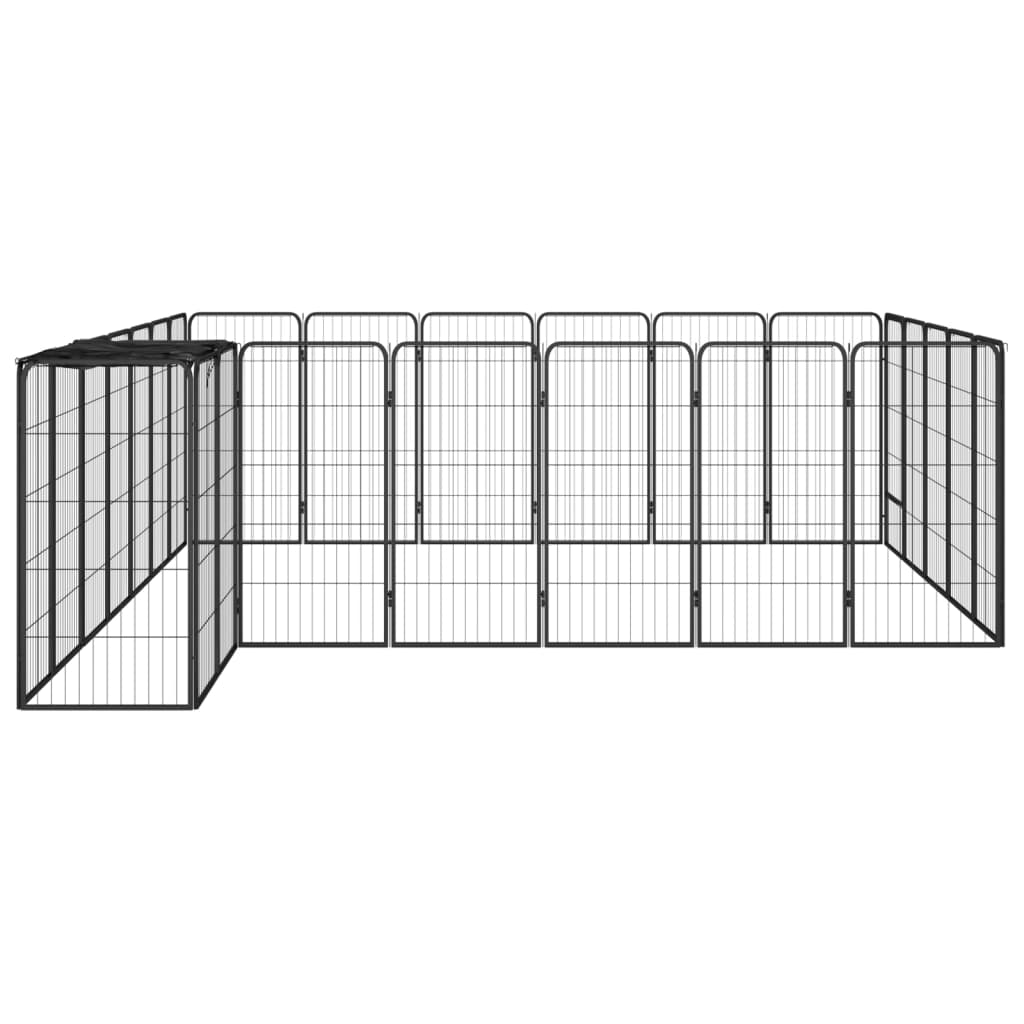 vidaXL Kojec dla psa, 26 paneli, czarny, 50x100 cm, stal