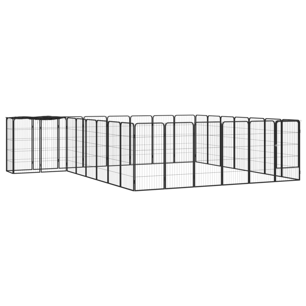 vidaXL Kojec dla psa, 30 paneli, czarny, 50x100 cm, stal