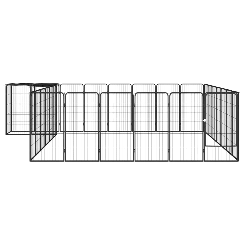 vidaXL Kojec dla psa, 30 paneli, czarny, 50x100 cm, stal