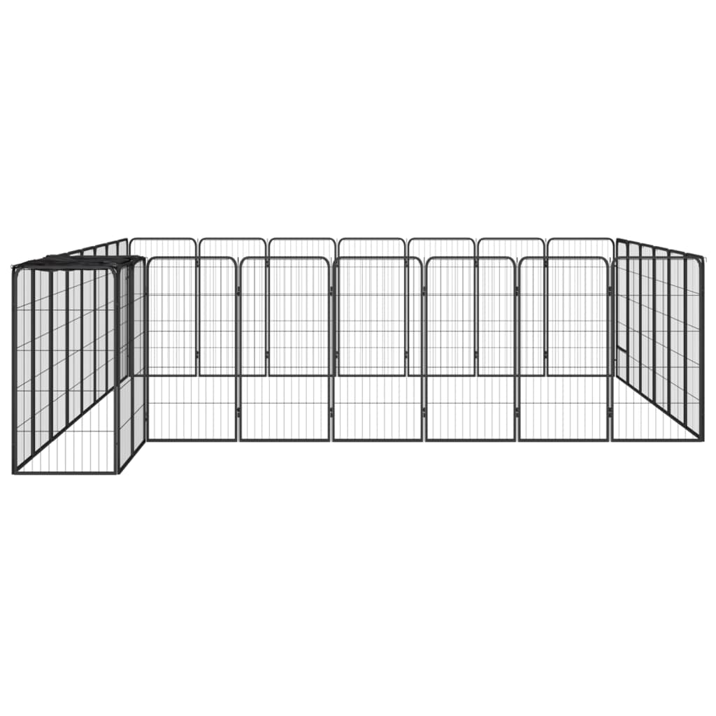 vidaXL Kojec dla psa, 30 paneli, czarny, 50x100 cm, stal