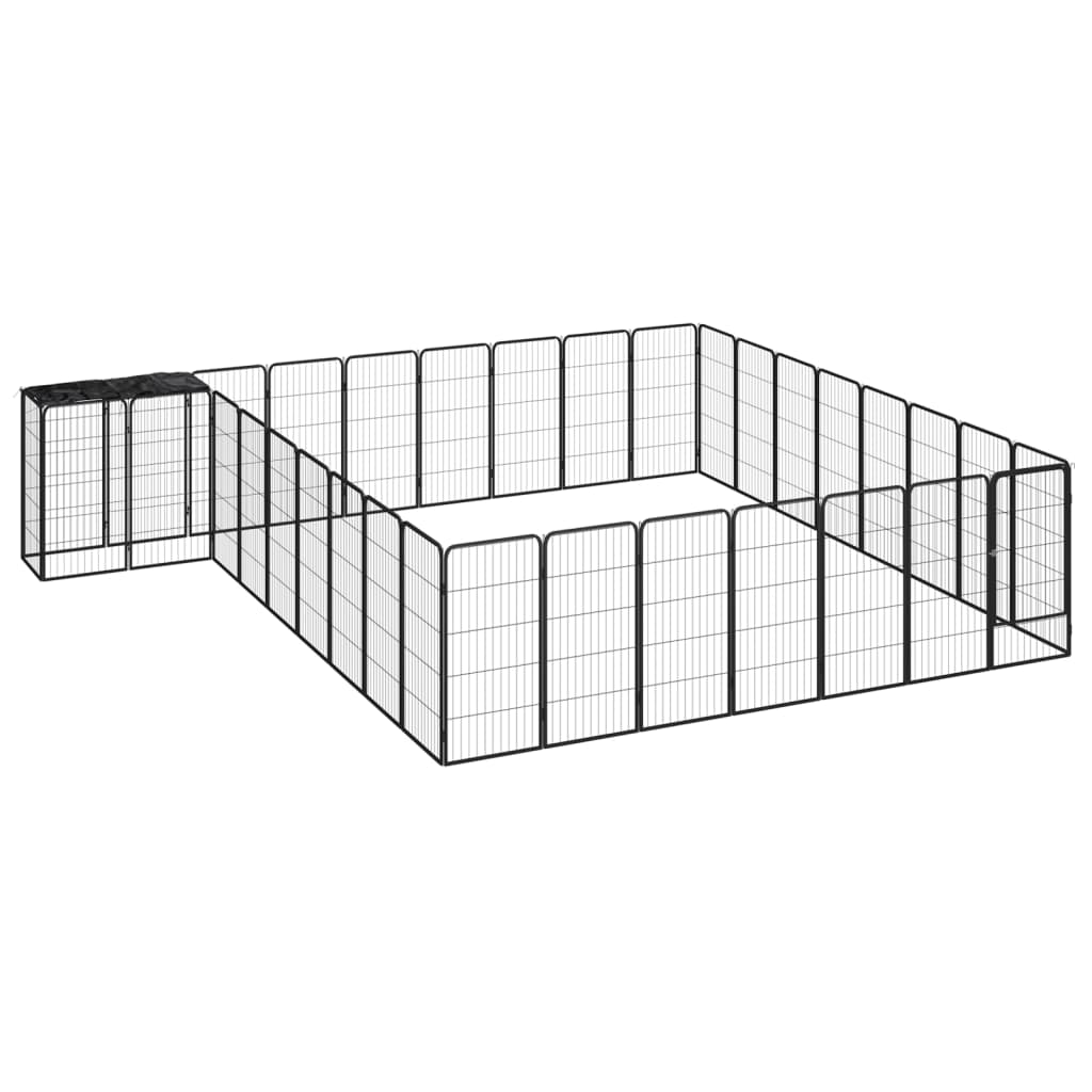 vidaXL Kojec dla psa, 34 paneli, czarny, 50x100 cm, stal