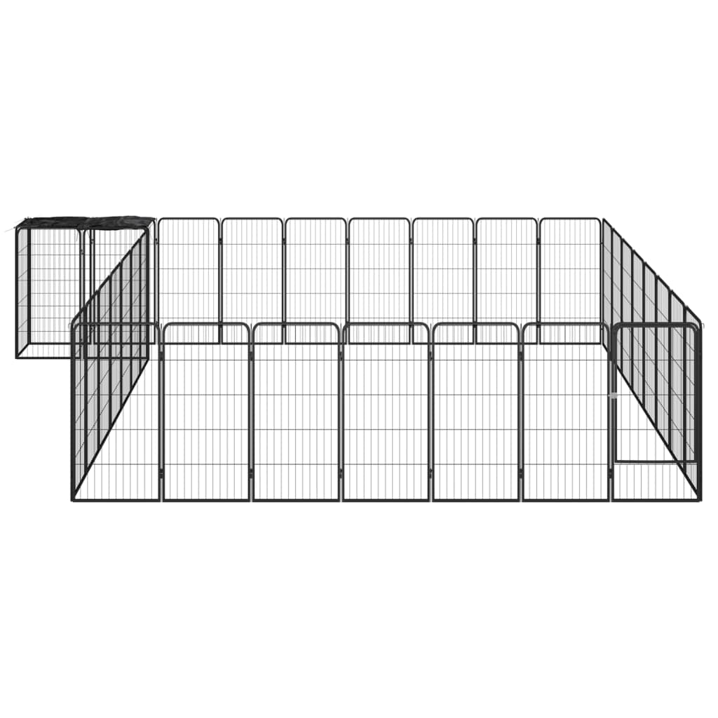 vidaXL Kojec dla psa, 34 paneli, czarny, 50x100 cm, stal