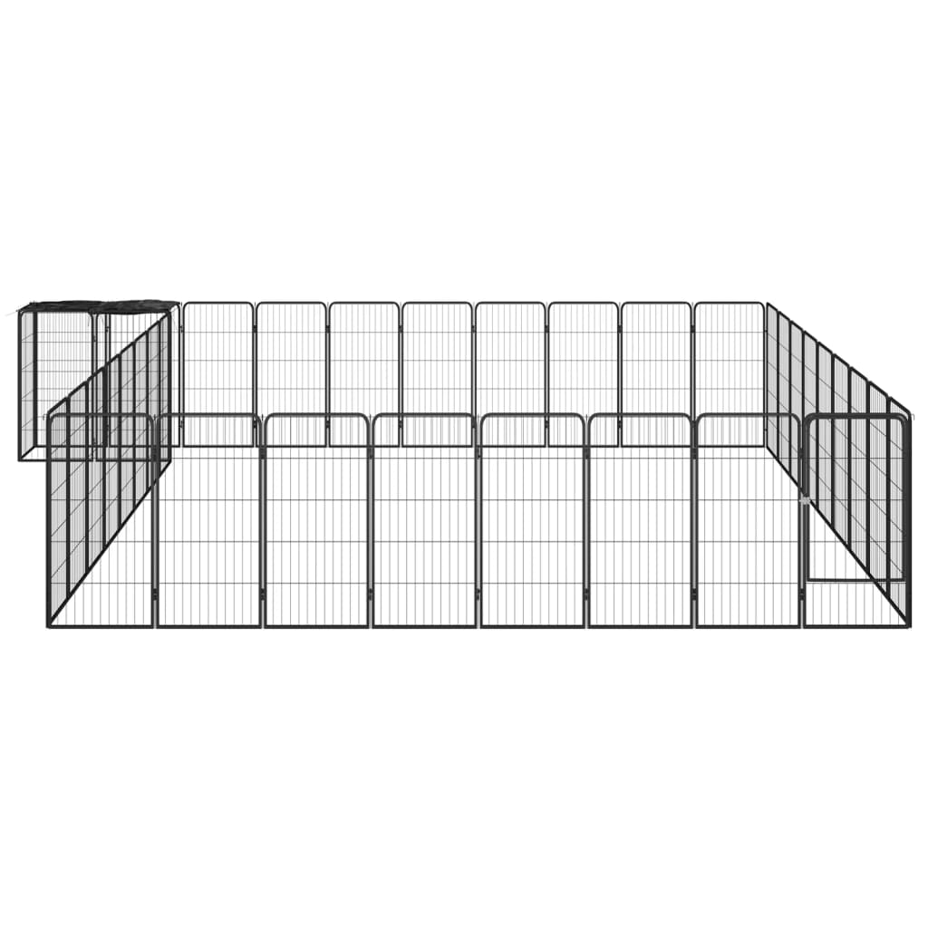 vidaXL Kojec dla psa, 38 paneli, czarny, 50x100 cm, stal