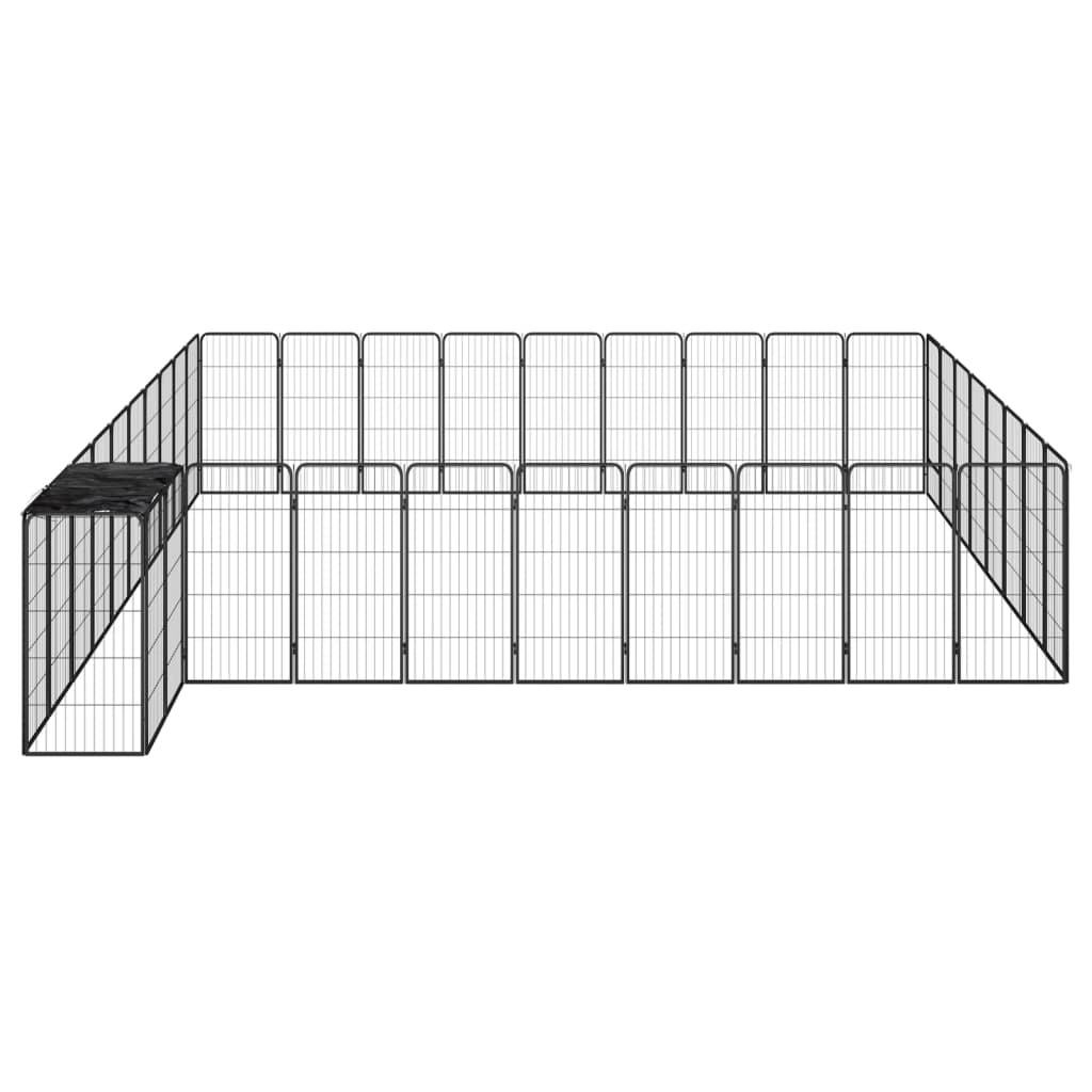 vidaXL Kojec dla psa, 38 paneli, czarny, 50x100 cm, stal