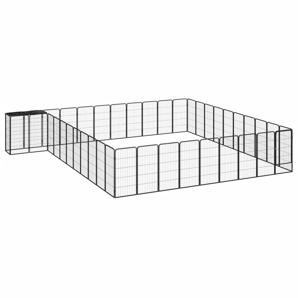vidaXL Kojec dla psa, 42 paneli, czarny, 50x100 cm, stal