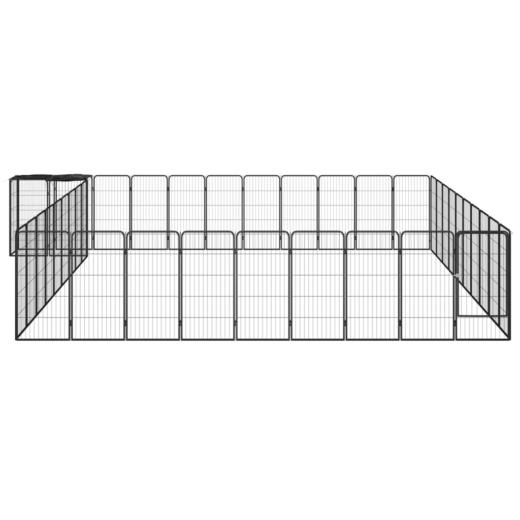 vidaXL Kojec dla psa, 42 paneli, czarny, 50x100 cm, stal