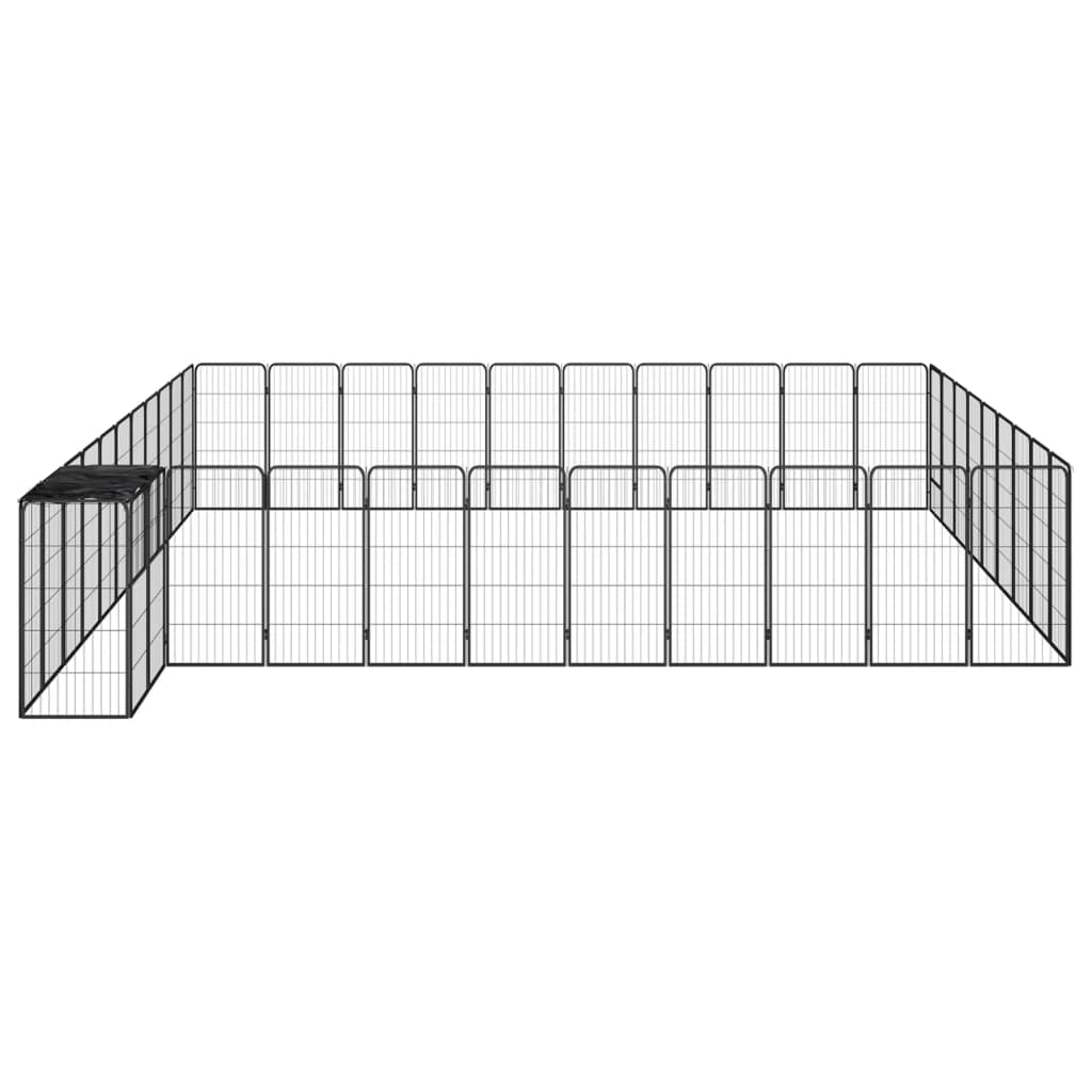 vidaXL Kojec dla psa, 42 paneli, czarny, 50x100 cm, stal
