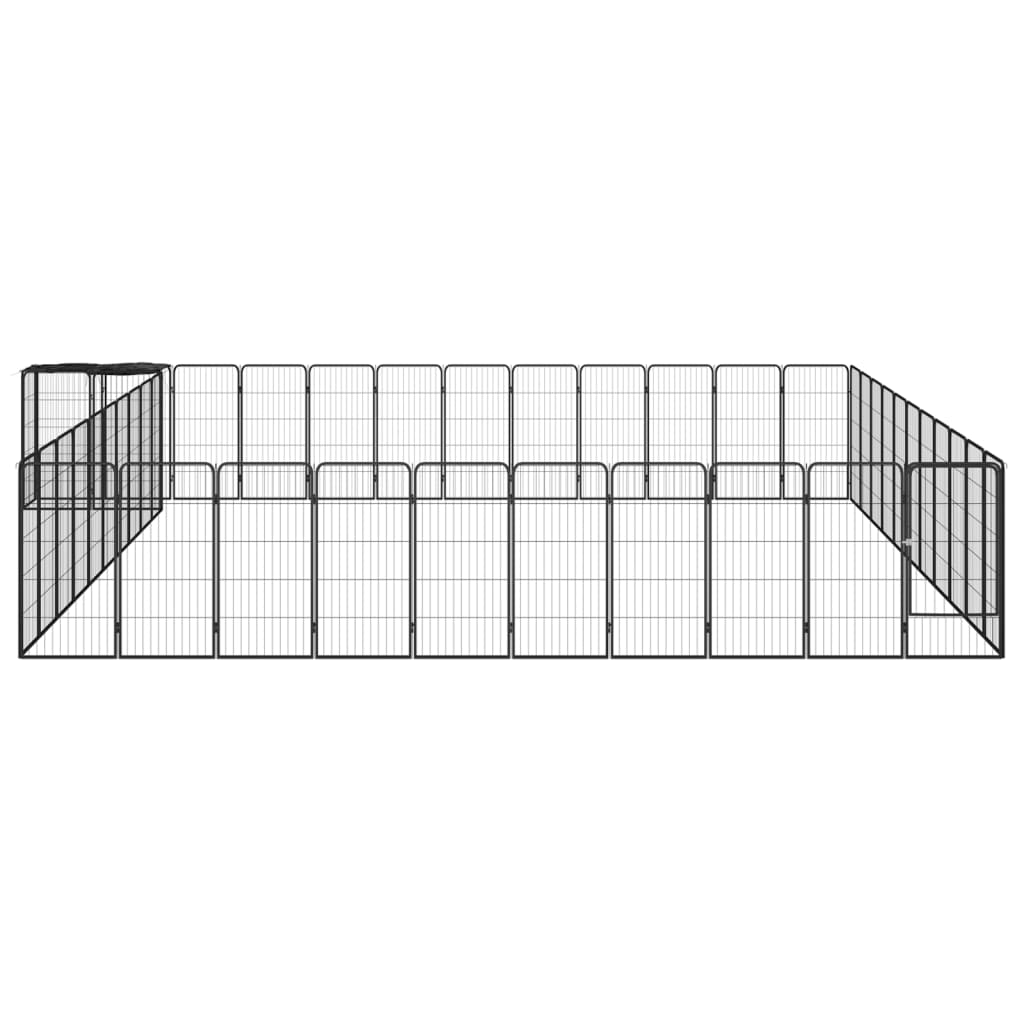 vidaXL Kojec dla psa, 46 paneli, czarny, 50x100 cm, stal