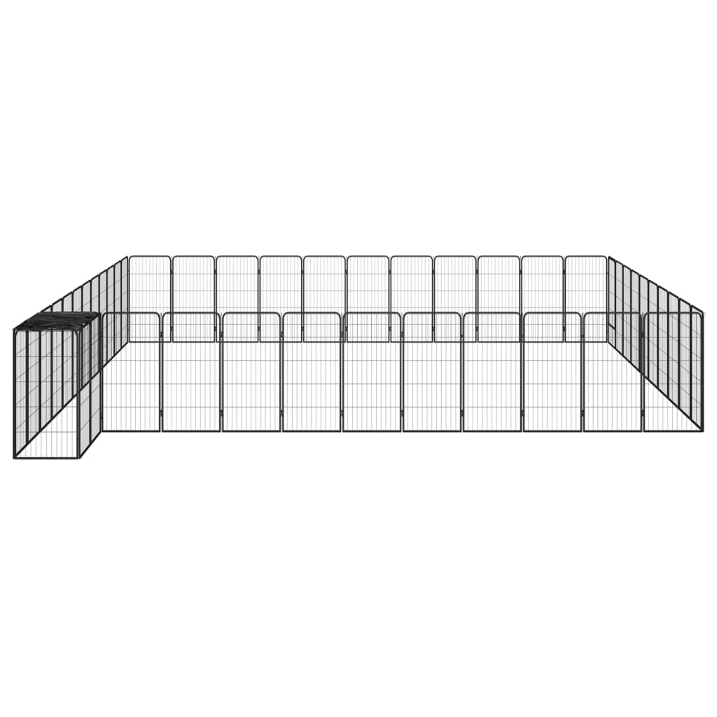 vidaXL Kojec dla psa, 46 paneli, czarny, 50x100 cm, stal
