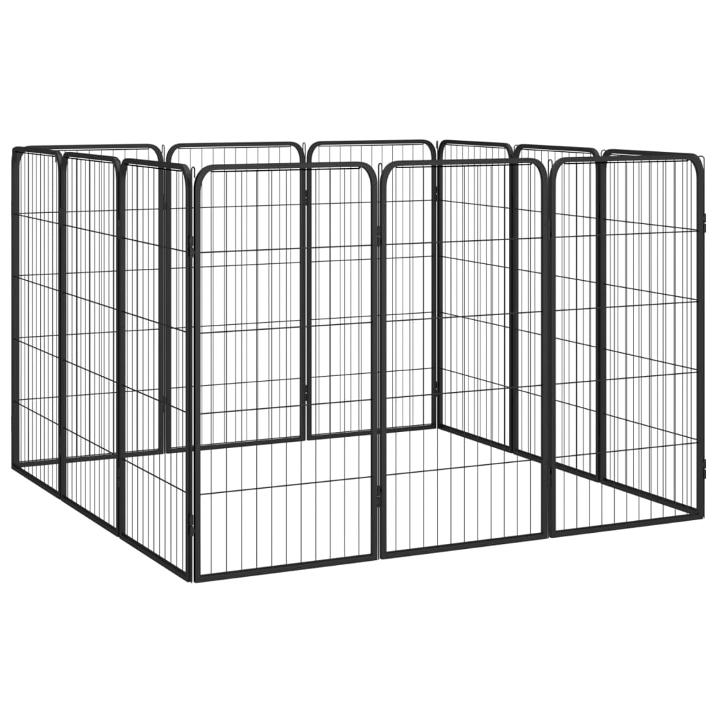 vidaXL Kojec dla psa, 12 paneli, czarny, 50x100 cm, stal