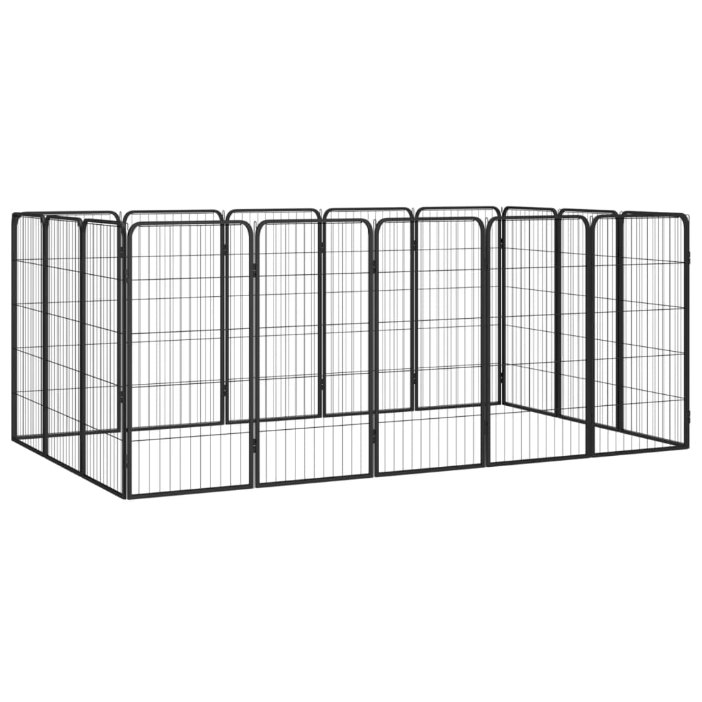 vidaXL Kojec dla psa, 16 paneli, czarny, 50x100 cm, stal