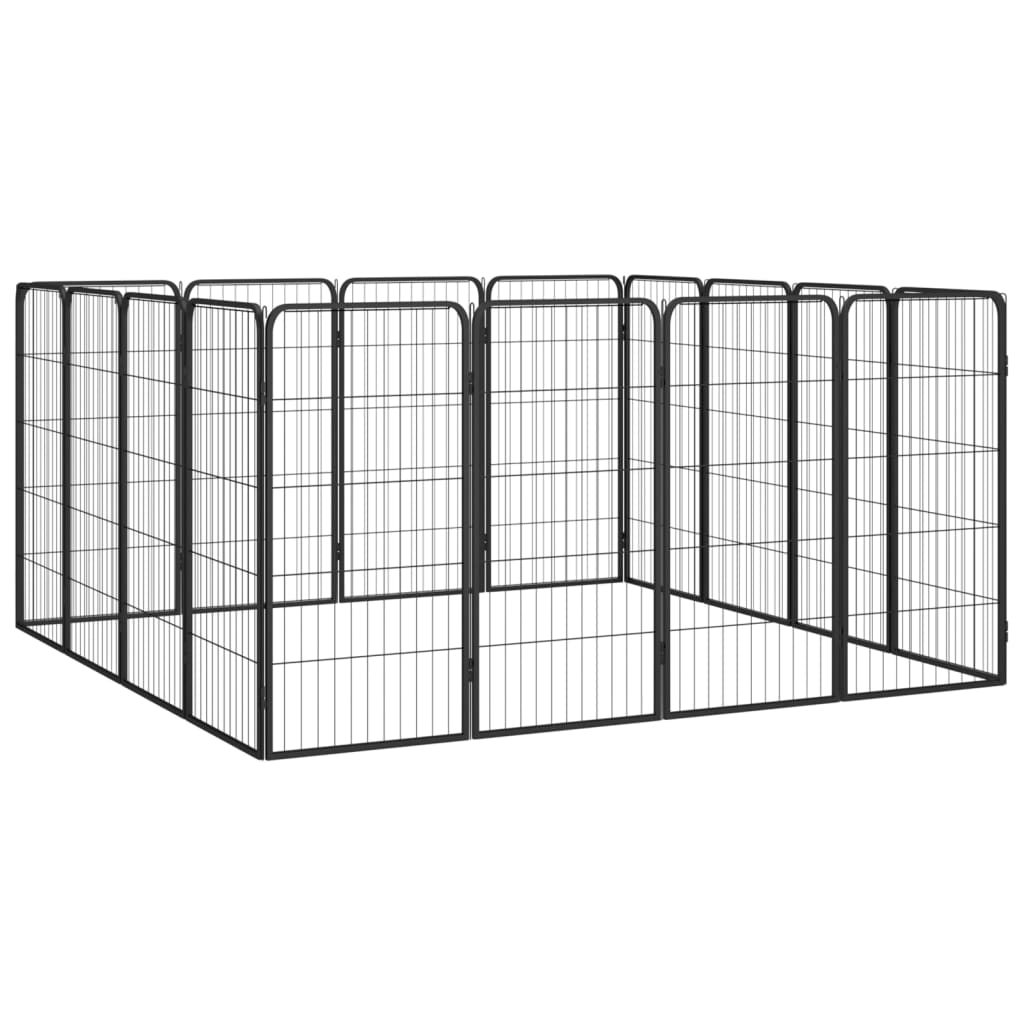 vidaXL Kojec dla psa, 16 paneli, czarny, 50x100 cm, stal
