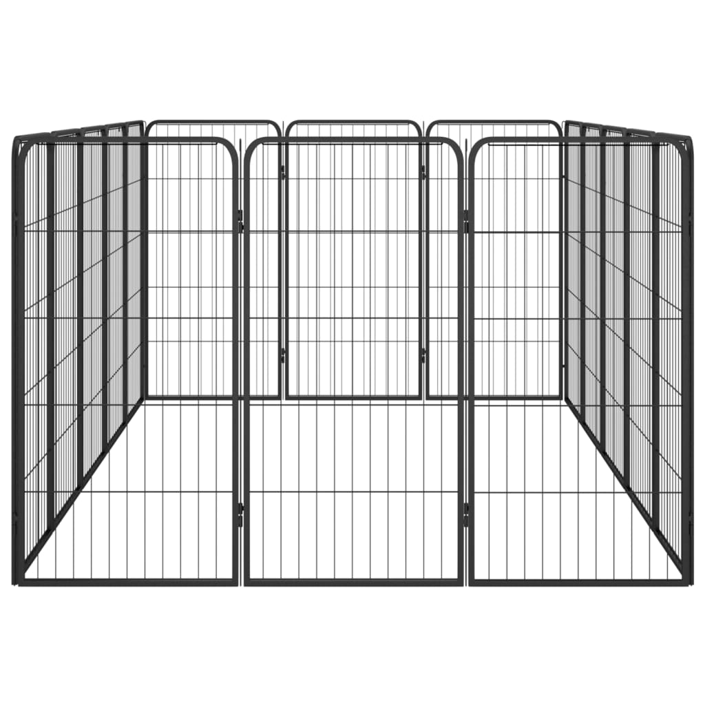 vidaXL Kojec dla psa, 16 paneli, czarny, 50x100 cm, stal