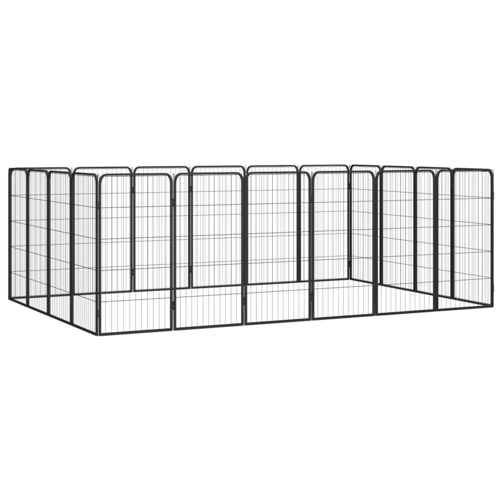 vidaXL Kojec dla psa, 20 paneli, czarny, 50x100 cm, stal