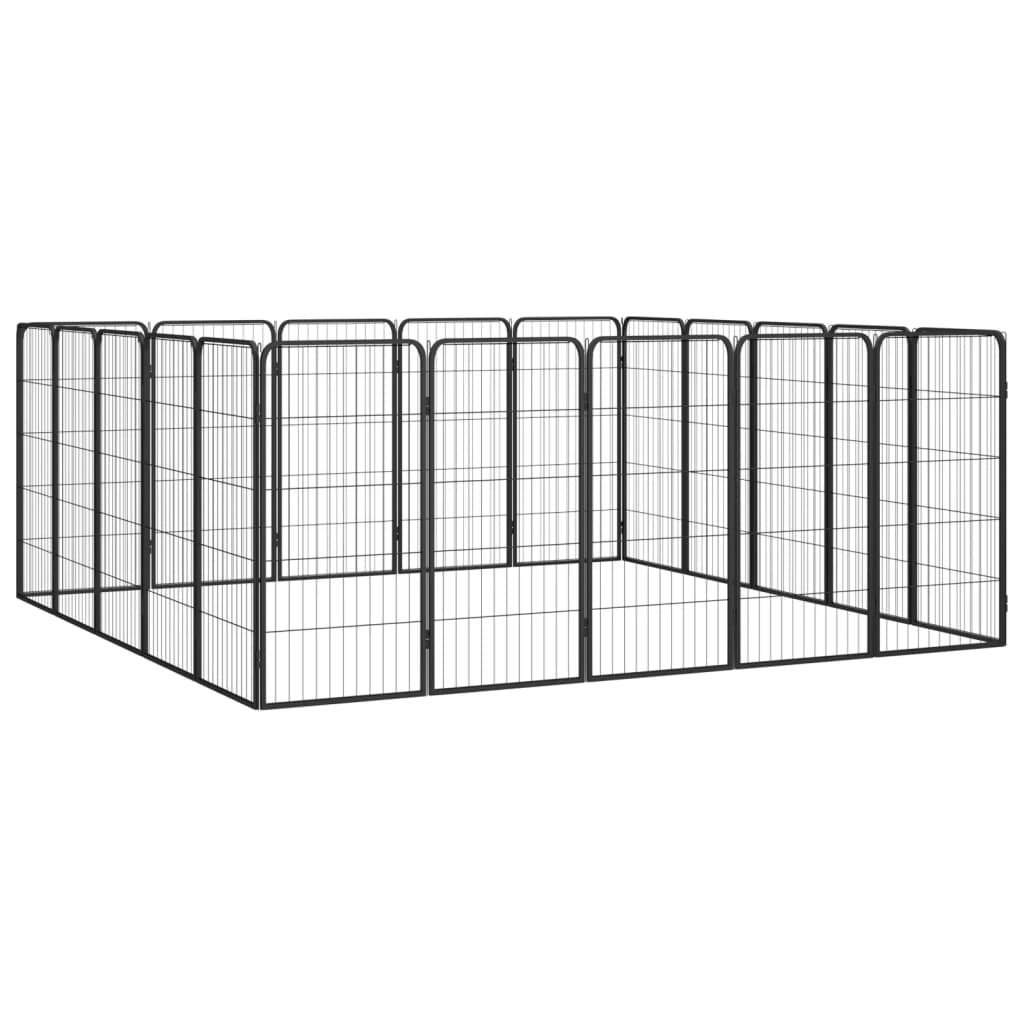 vidaXL Kojec dla psa, 20 paneli, czarny, 50x100 cm, stal