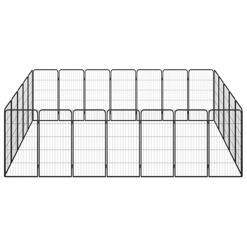 vidaXL Kojec dla psa, 24 paneli, czarny, 50x100 cm, stal