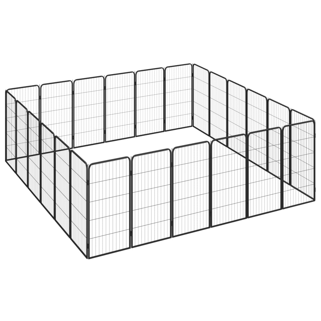 vidaXL Kojec dla psa, 24 paneli, czarny, 50x100 cm, stal