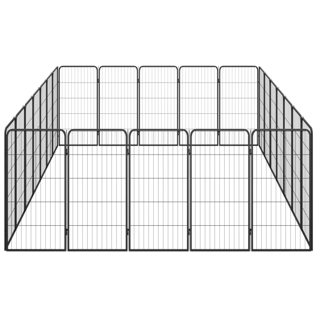 vidaXL Kojec dla psa, 24 paneli, czarny, 50x100 cm, stal