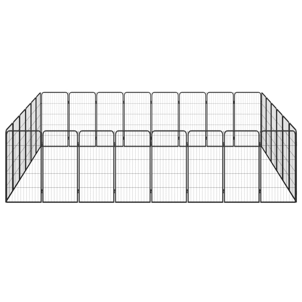 vidaXL Kojec dla psa, 28 paneli, czarny, 50x100 cm, stal