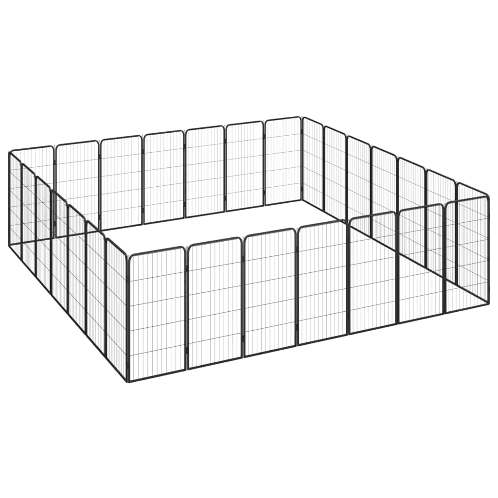 vidaXL Kojec dla psa, 28 paneli, czarny, 50x100 cm, stal