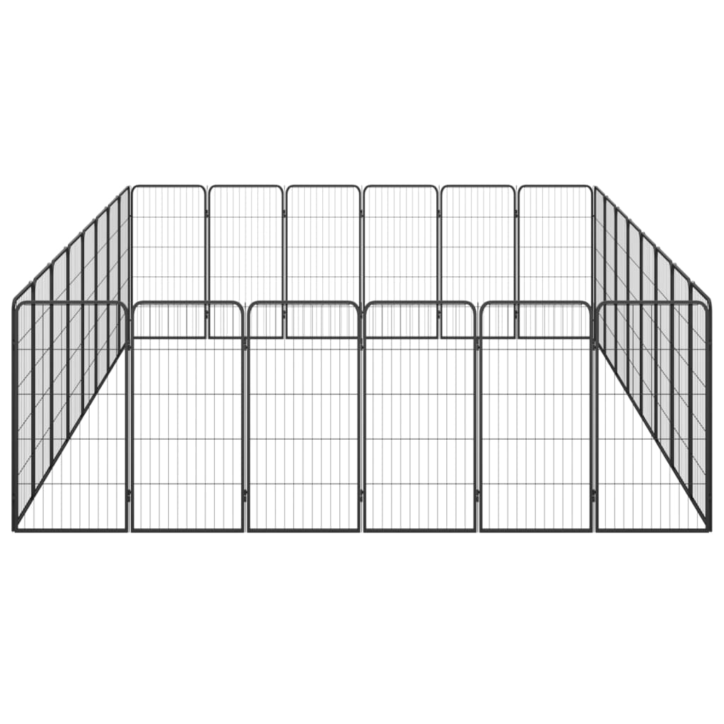 vidaXL Kojec dla psa, 28 paneli, czarny, 50x100 cm, stal