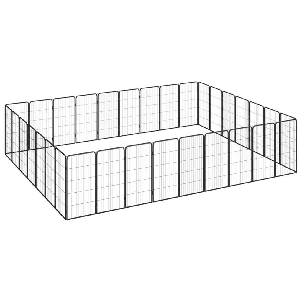 vidaXL Kojec dla psa, 32 paneli, czarny, 50x100 cm, stal