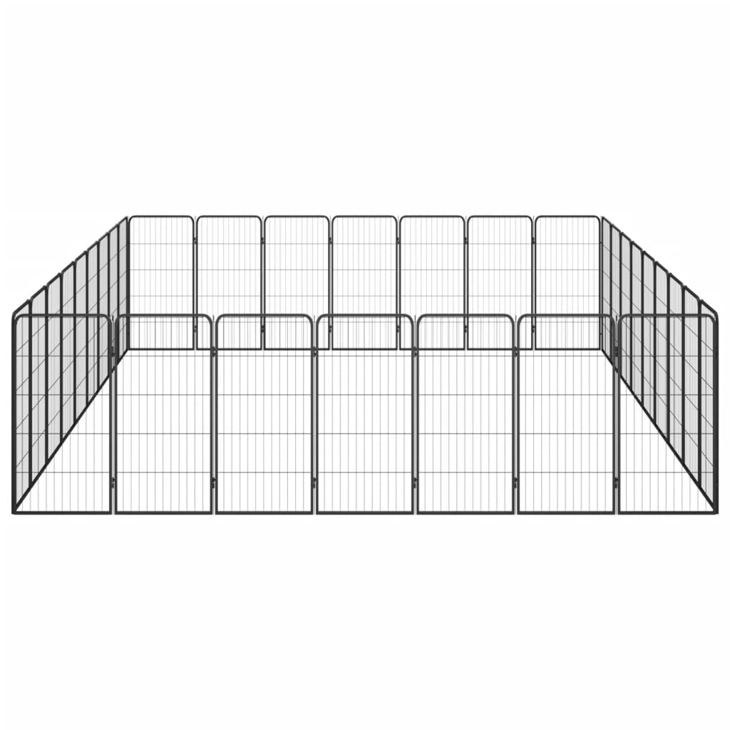 vidaXL Kojec dla psa, 32 paneli, czarny, 50x100 cm, stal