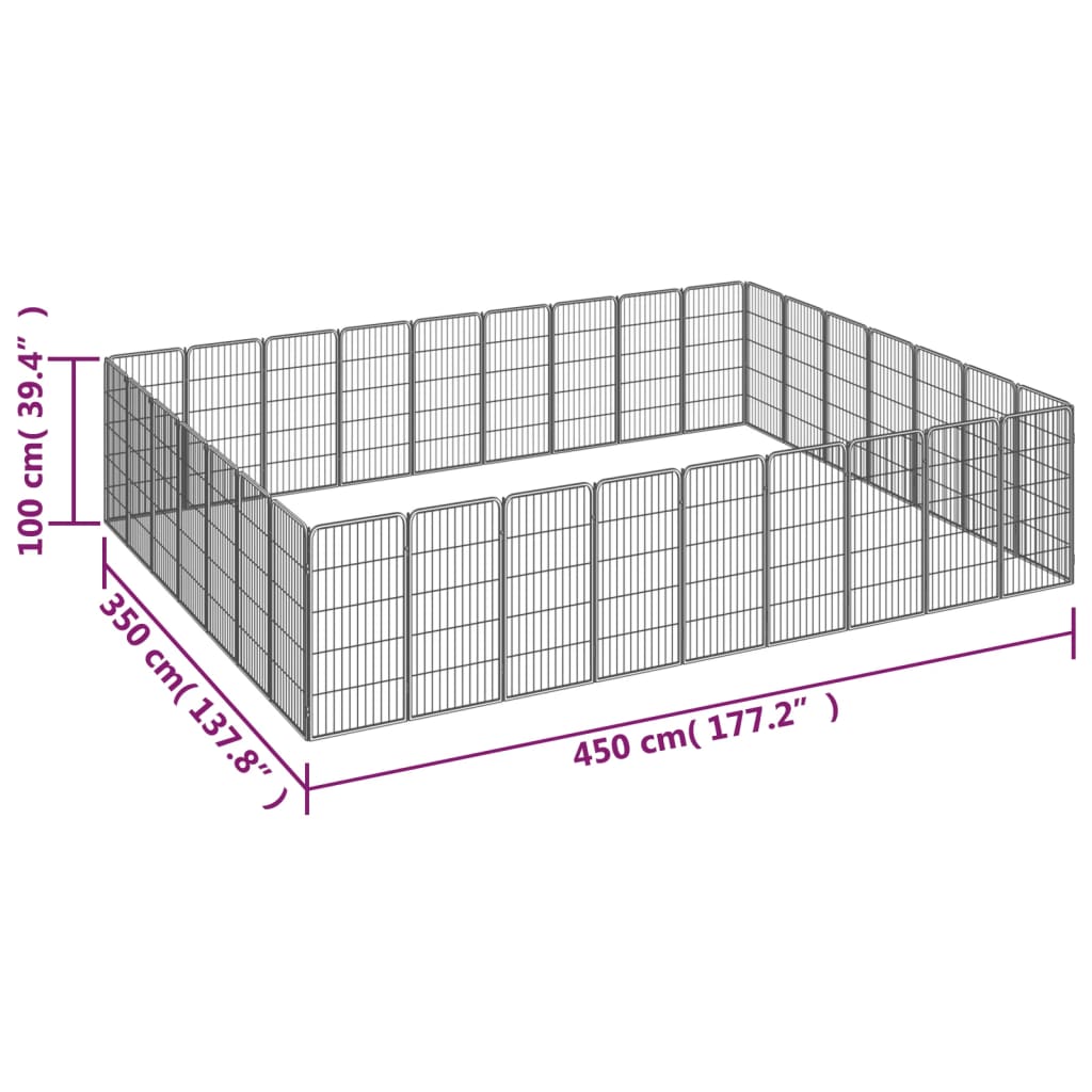 vidaXL Kojec dla psa, 32 paneli, czarny, 50x100 cm, stal