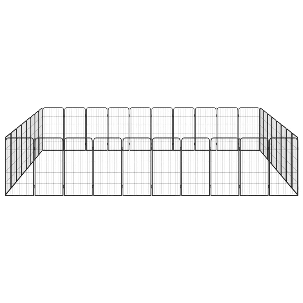 vidaXL Kojec dla psa, 36 paneli, czarny, 50x100 cm, stal