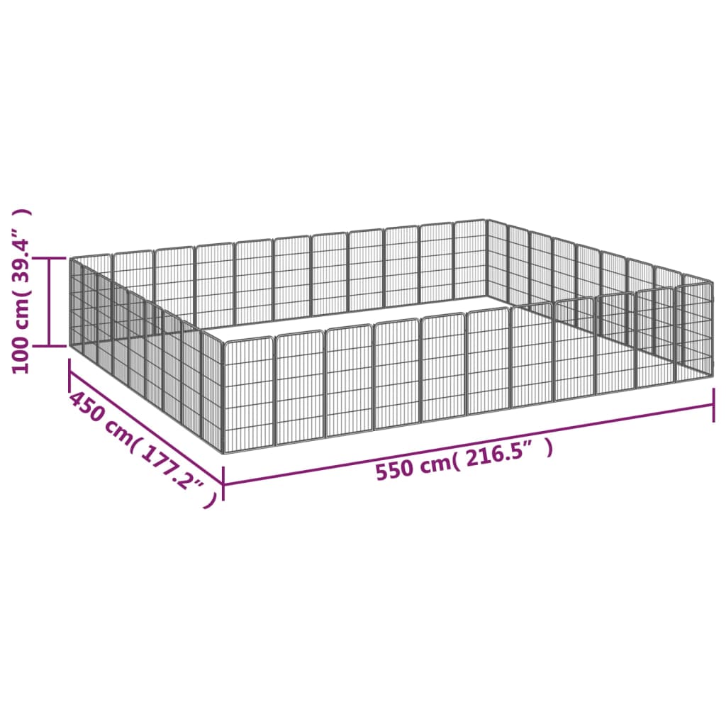 vidaXL Kojec dla psa, 40 paneli, czarny, 50x100 cm, stal