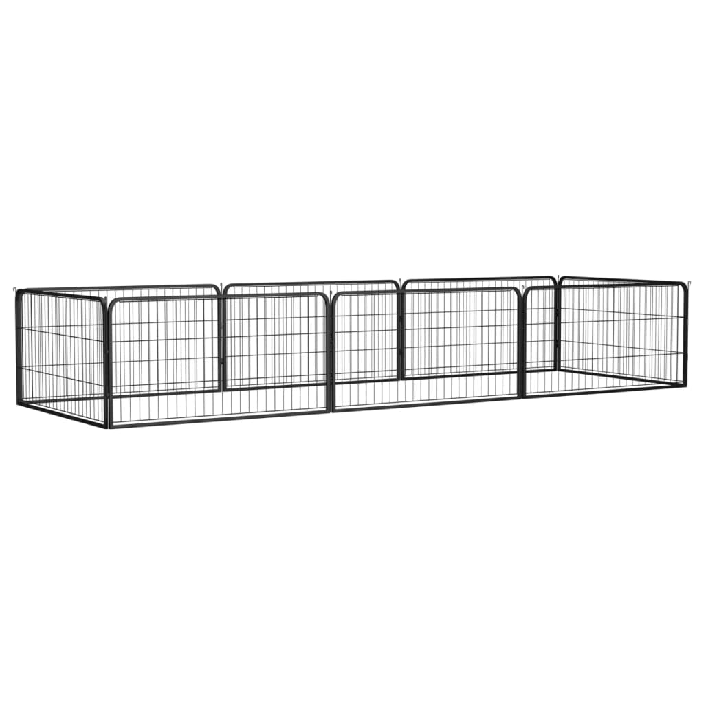 vidaXL Kojec dla psa, 8 panele, czarny, 100x50 cm, stal