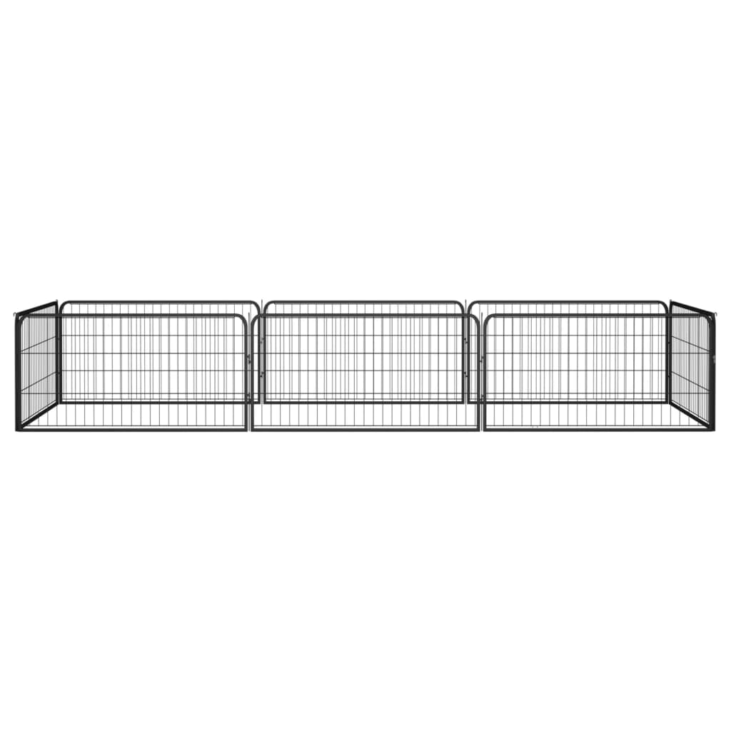 vidaXL Kojec dla psa, 8 panele, czarny, 100x50 cm, stal