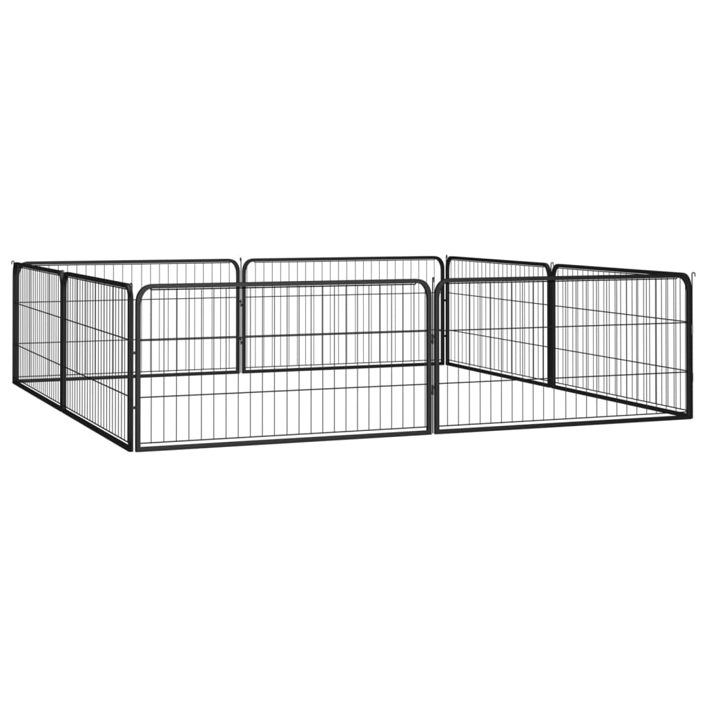 vidaXL Kojec dla psa, 8 panele, czarny, 100x50 cm, stal