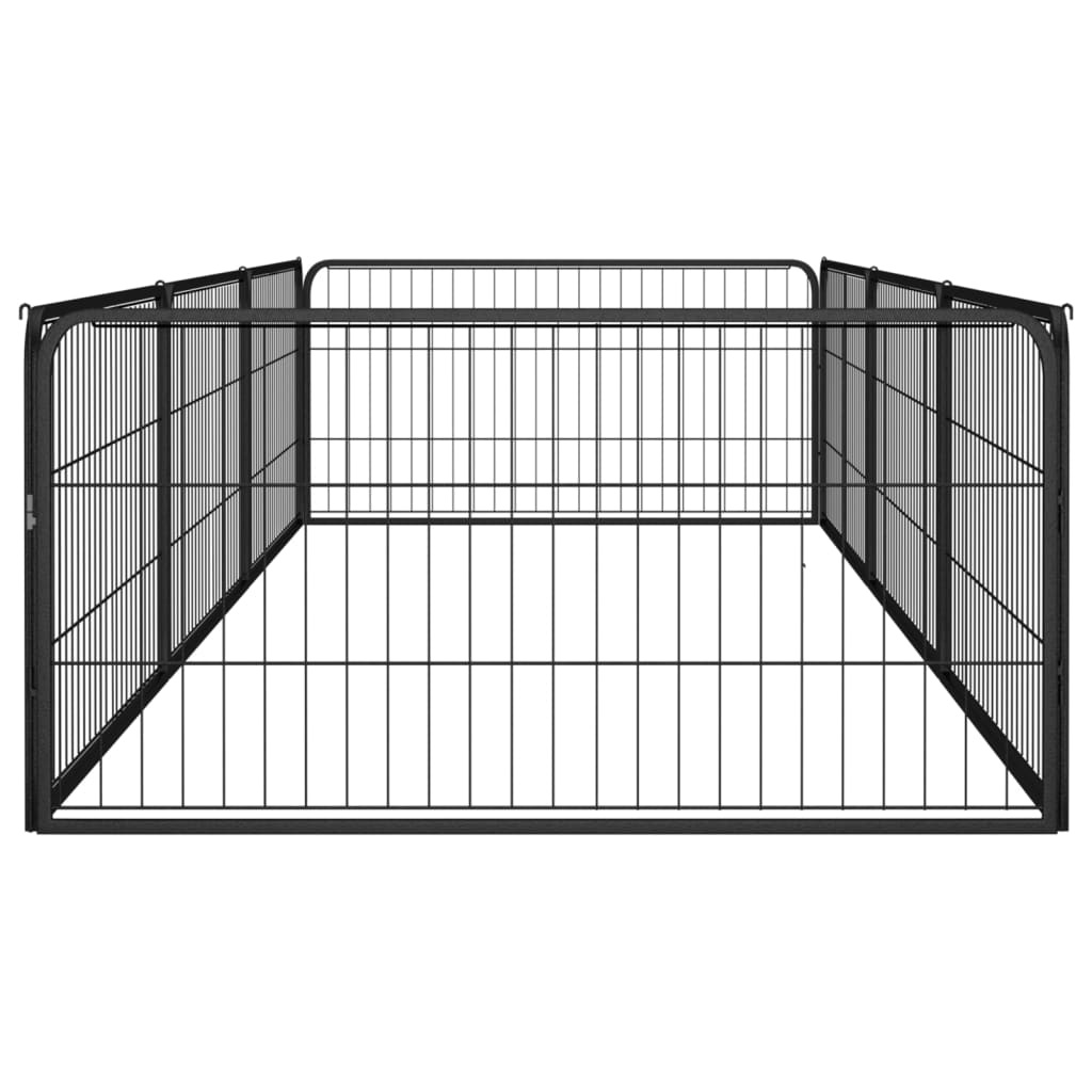 vidaXL Kojec dla psa, 8 panele, czarny, 100x50 cm, stal