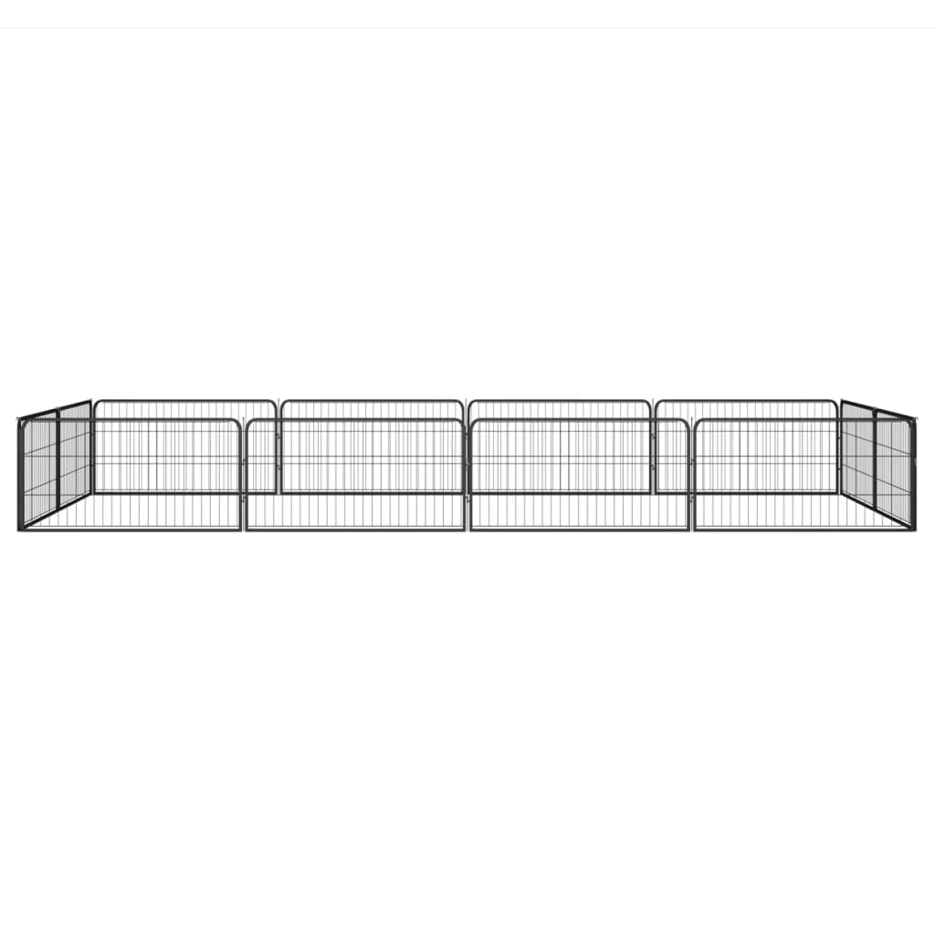 vidaXL Kojec dla psa, 12 panele, czarny, 100x50 cm, stal