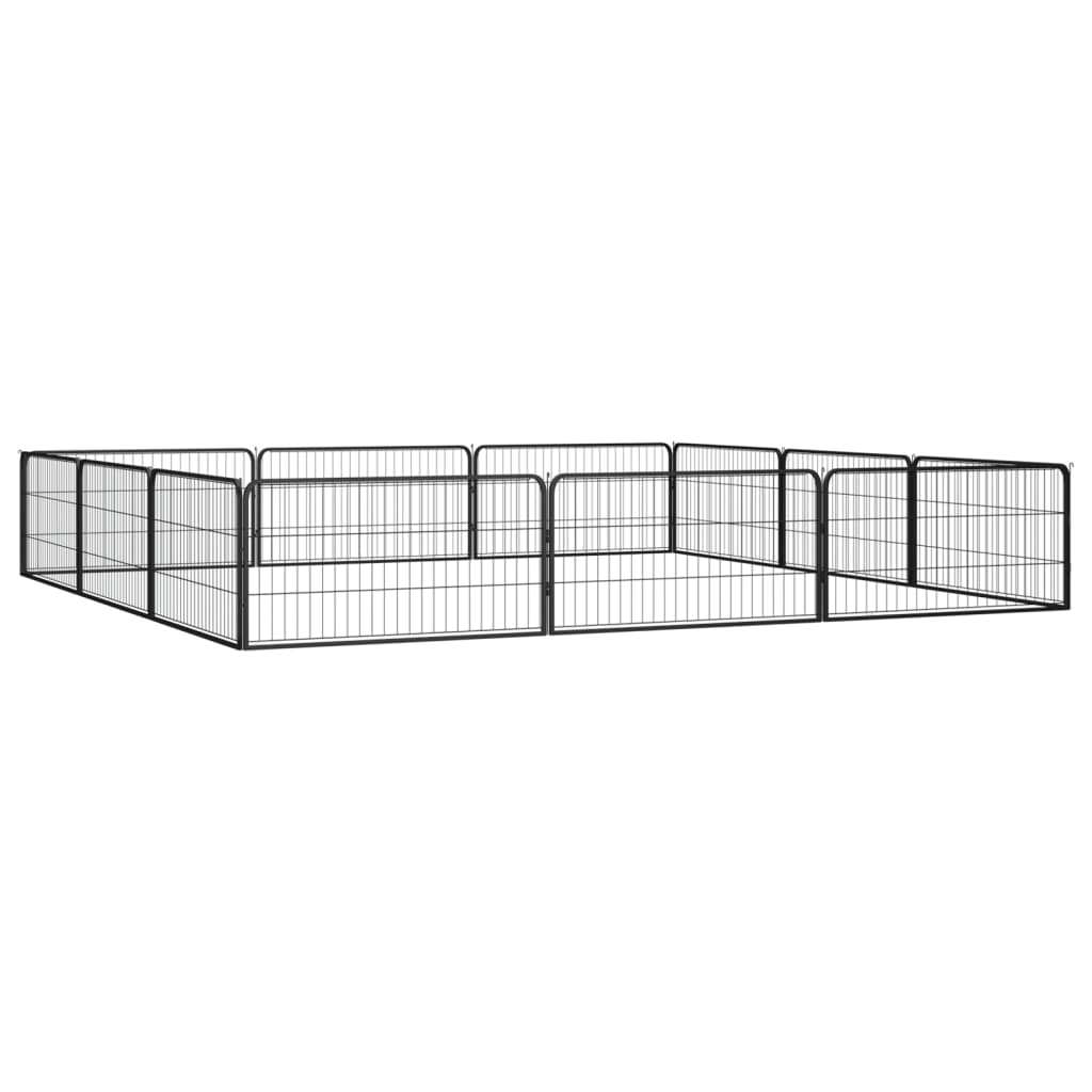 vidaXL Kojec dla psa, 12 panele, czarny, 100x50 cm, stal