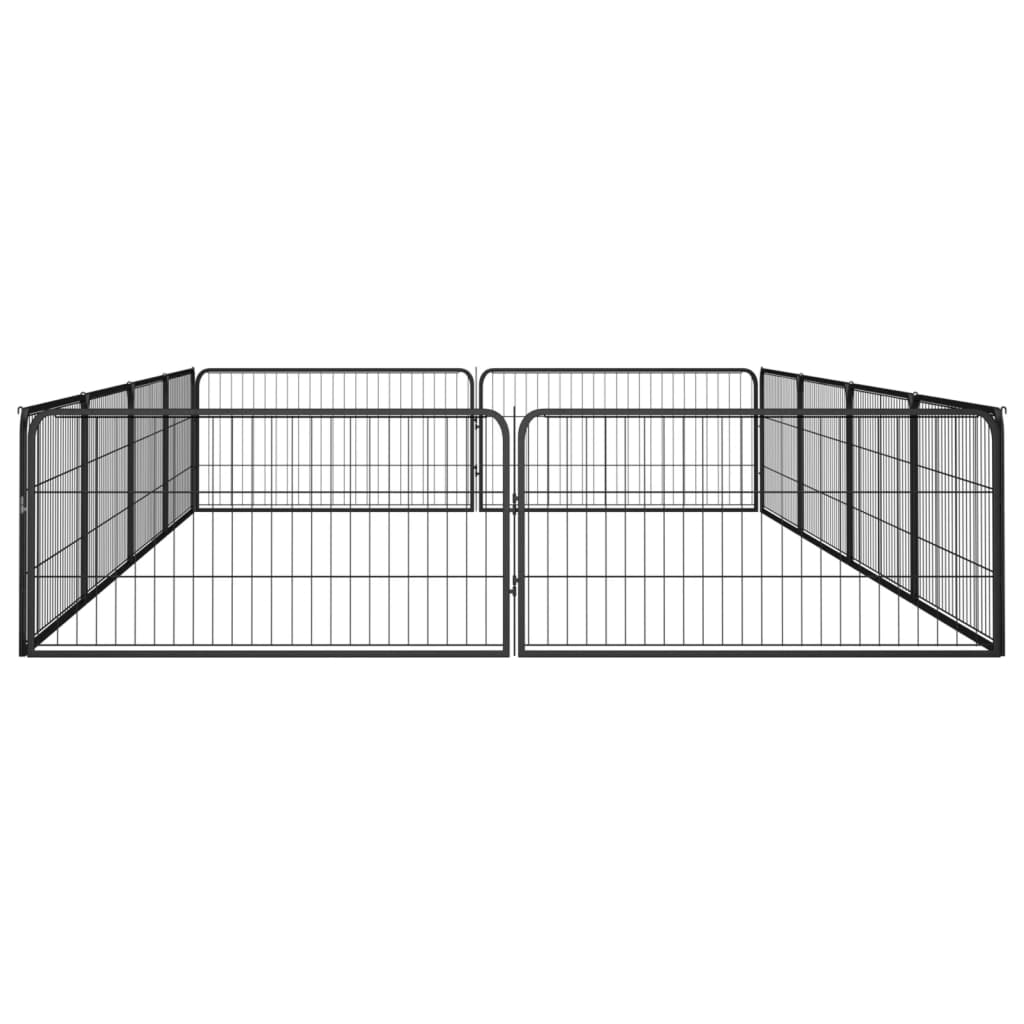 vidaXL Kojec dla psa, 12 panele, czarny, 100x50 cm, stal