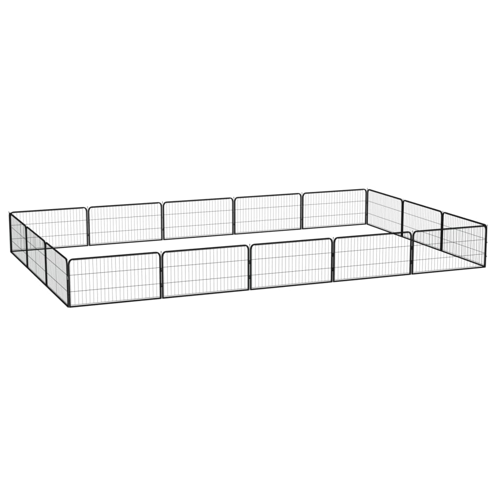 vidaXL Kojec dla psa, 16 panele, czarny, 100x50 cm, stal