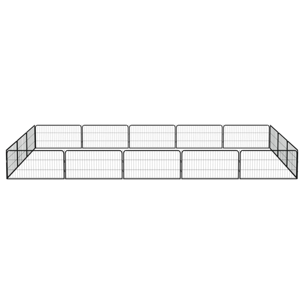 vidaXL Kojec dla psa, 16 panele, czarny, 100x50 cm, stal