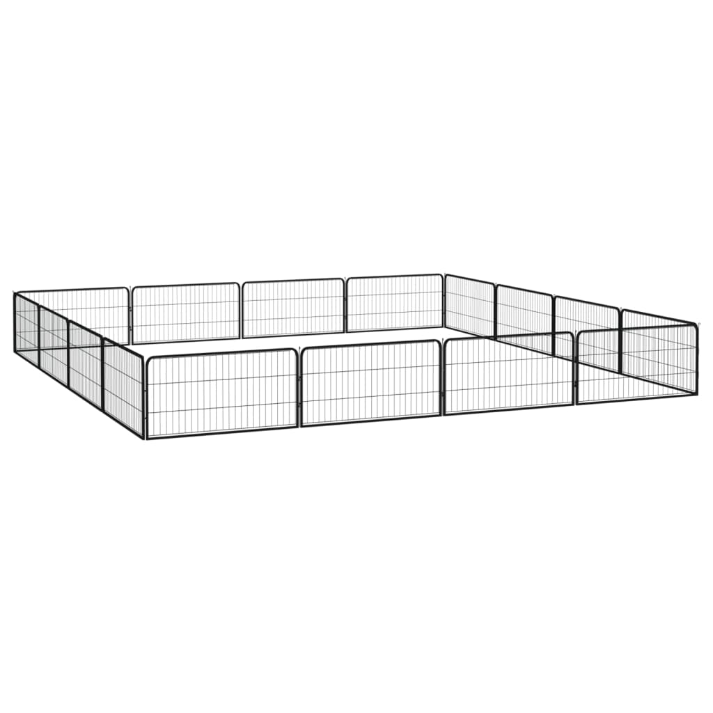vidaXL Kojec dla psa, 16 panele, czarny, 100x50 cm, stal