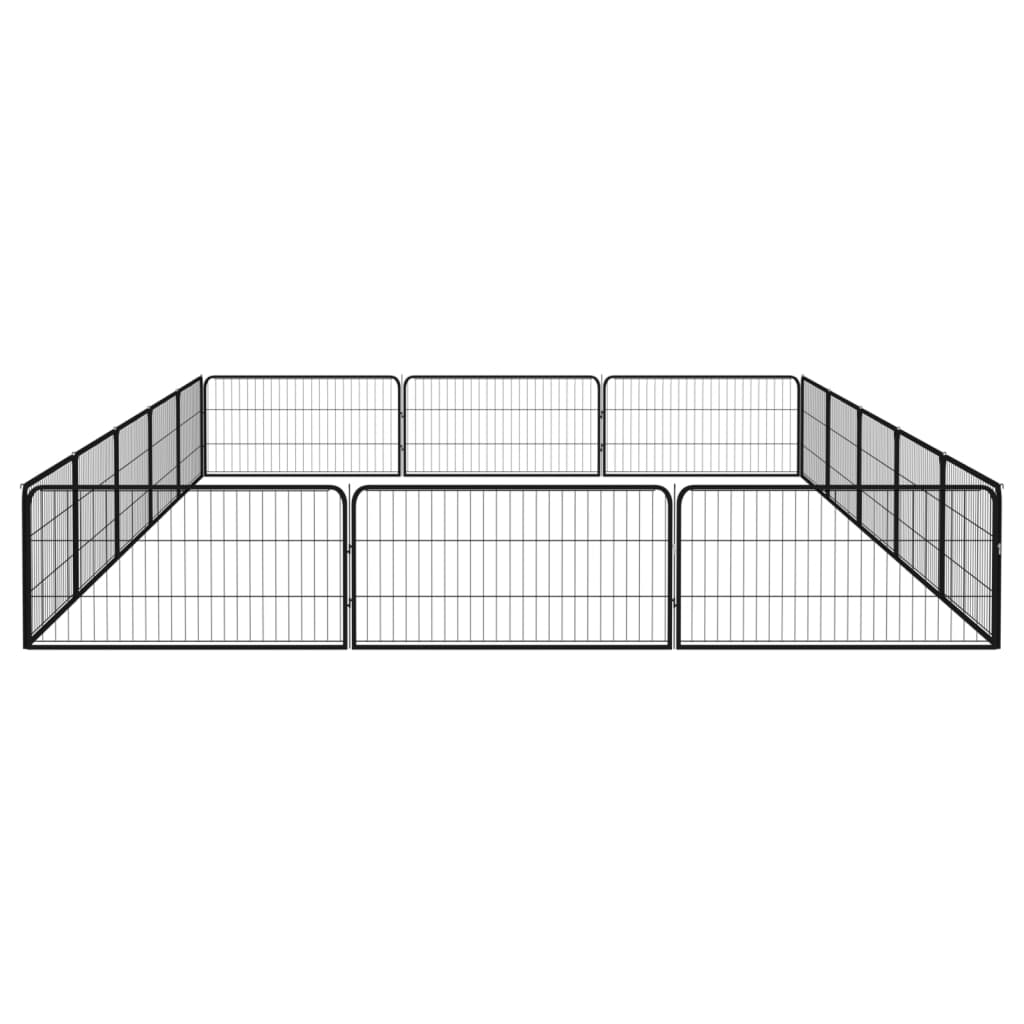 vidaXL Kojec dla psa, 16 panele, czarny, 100x50 cm, stal